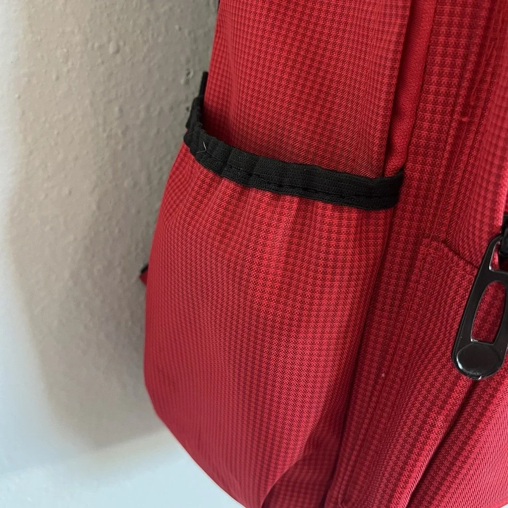 Leftfield Korean Streetwear Red Canvas Backpack Laptop Bag Pockets School Uni